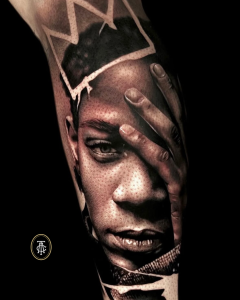 Black and grey realisme boy tattoo shop soest